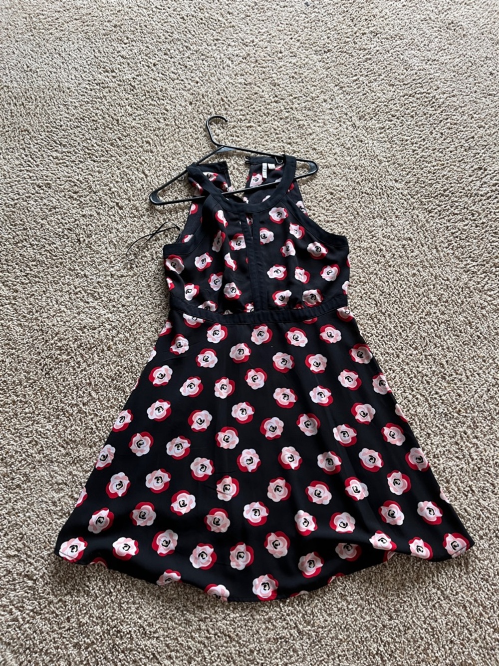 Elle Black Floral Dress with Red and Pink Blooms - Picture 4 of 4